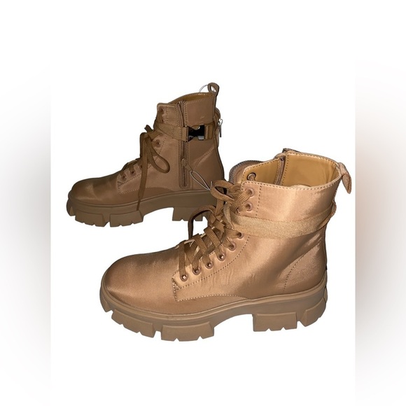 Steve Madden Tanker-P Combat & Lace Up Ankle Utilitarian Tan Boots Women‎ 9M - Picture 1 of 7